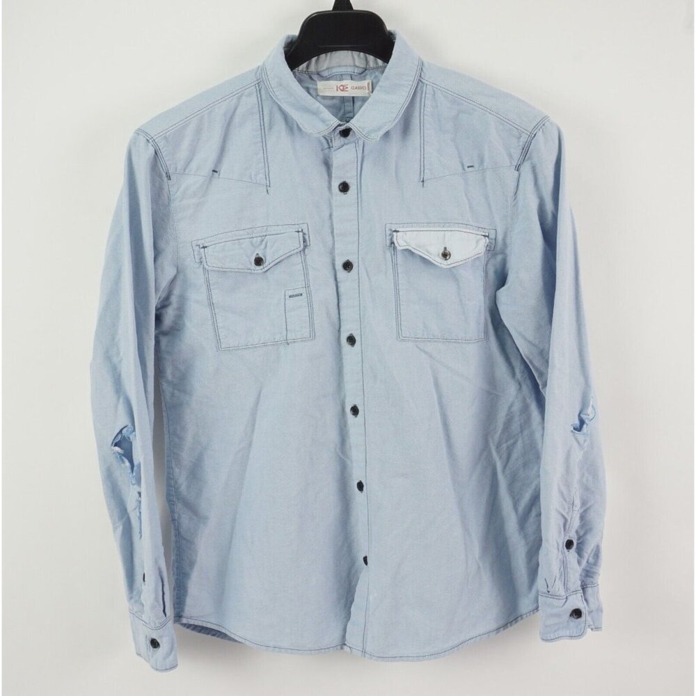 Kama Classics Men's Large Long Sleeve Light Blue Oxford Cotton Engineering Shirt